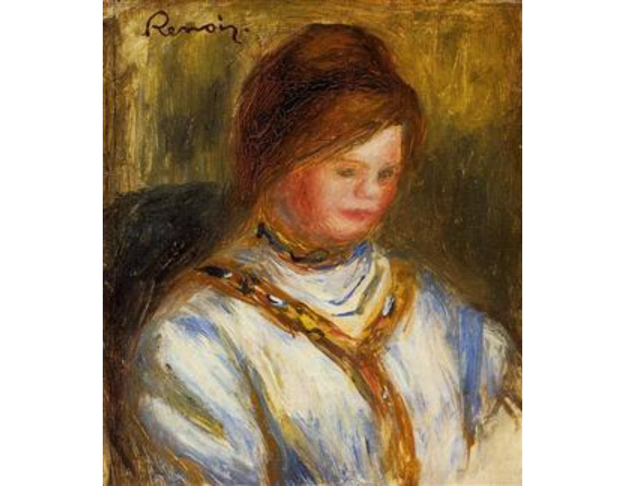 Woman In A Blue Blouse by Pierre Auguste Renoir