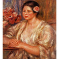 Madelaine In A White Blouse And A Bouquet Of Flowers by Pierre Auguste Renoir