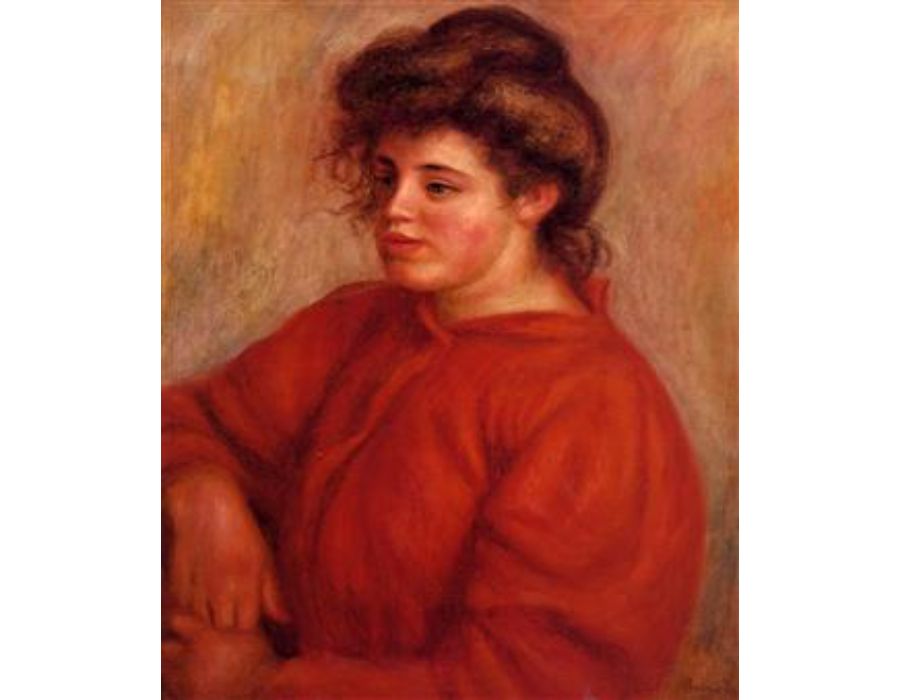 Woman In A Red Blouse by Pierre Auguste Renoir