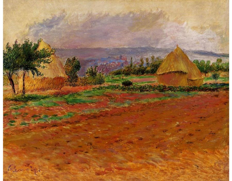 Field And Haystacks by Pierre Auguste Renoir