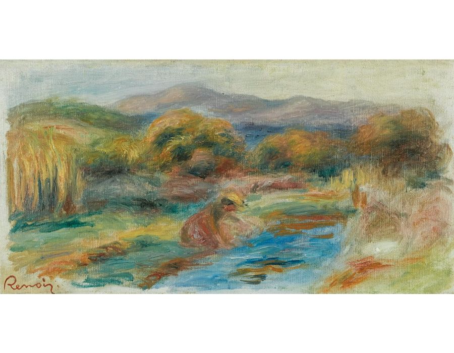 Laveuse Dans Un Paysage by Pierre Auguste Renoir