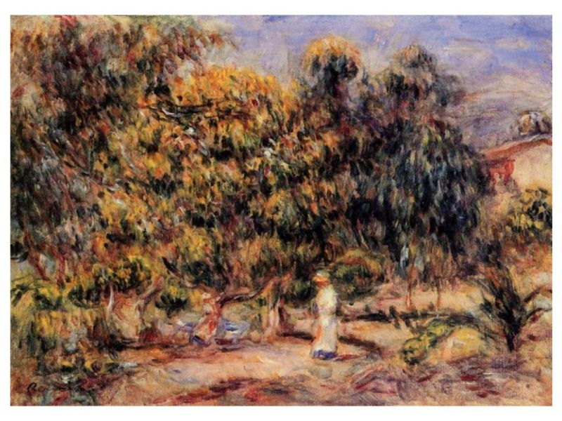 Woman In White In The Garden At Colettes by Pierre Auguste Renoir