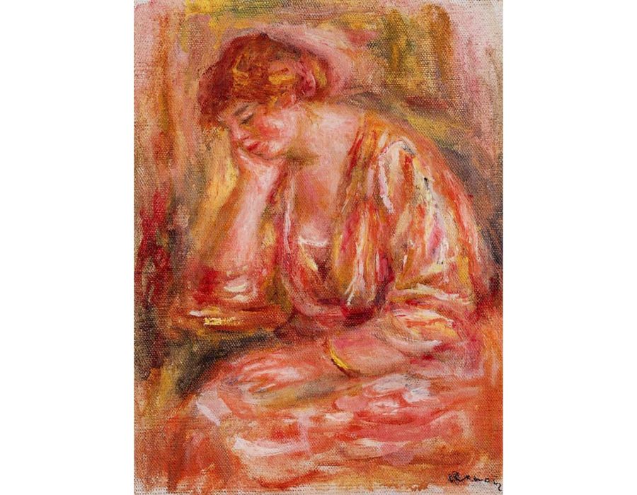 Woman Leaning On Her Elbow by Pierre Auguste Renoir
