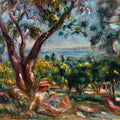 Cagnes Landscape with Woman and Child Painting