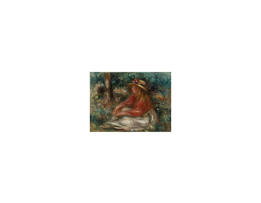 Jeune Fille Assise Sur L'Herbeby Pierre Auguste Renoir