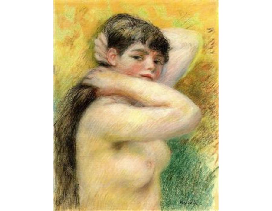 Nude Arranging Her Hair by Pierre Auguste Renoir