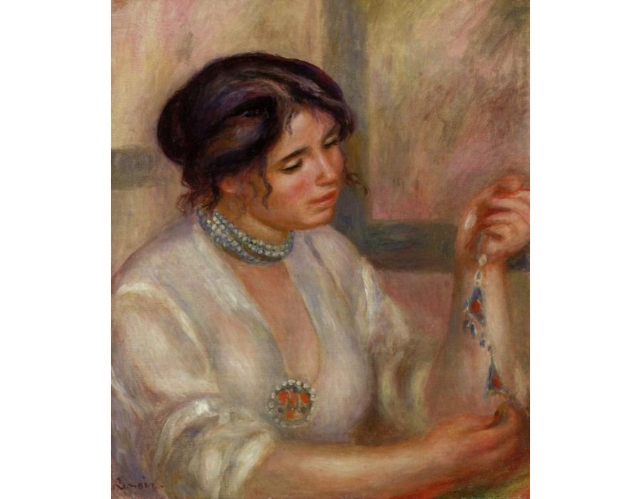Woman With A Necklace by Pierre Auguste Renoir