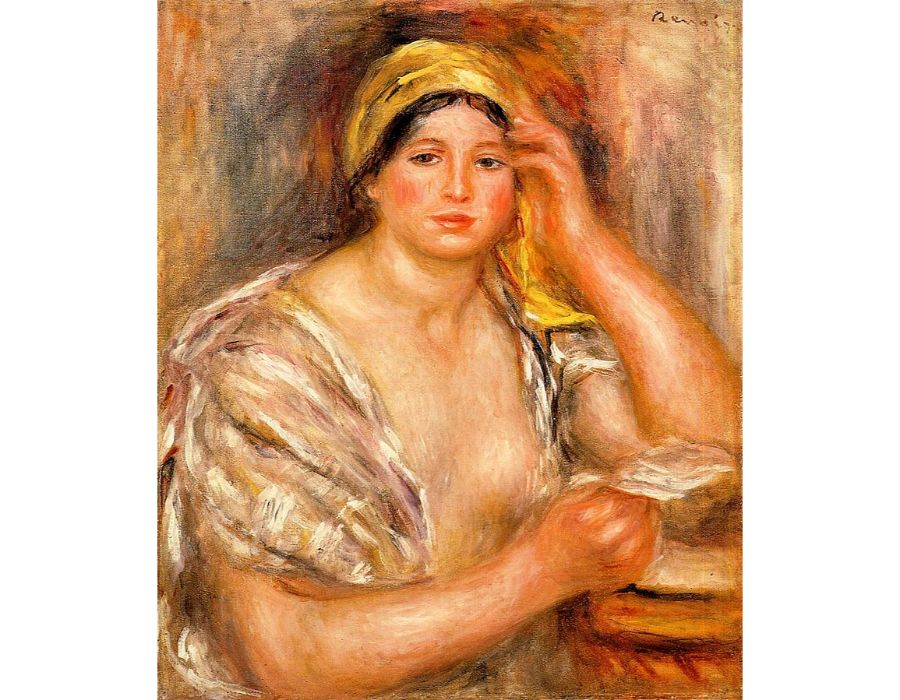 Woman With A Yellow Turban by Pierre Auguste Renoir