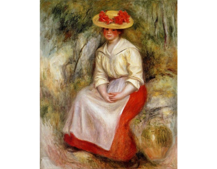 Gabrielle In A Straw Hat by Pierre Auguste Renoir
