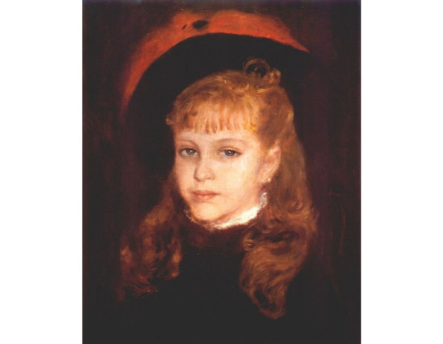 Girl with a pink feather by Pierre Auguste Renoir