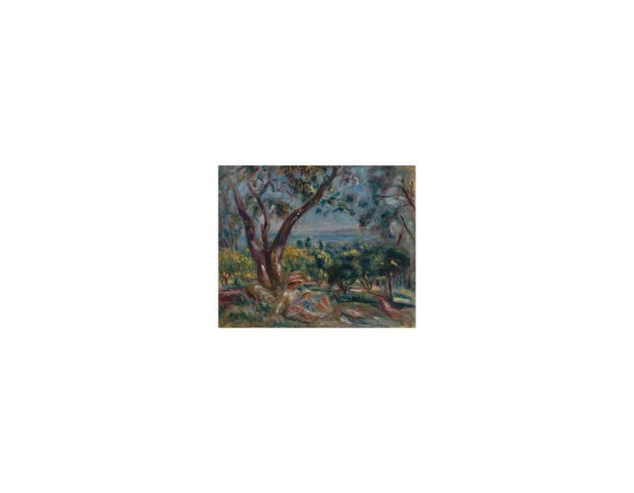 Paysage A Cagnes Avec Femme Et Enfant by Pierre Auguste Renoir