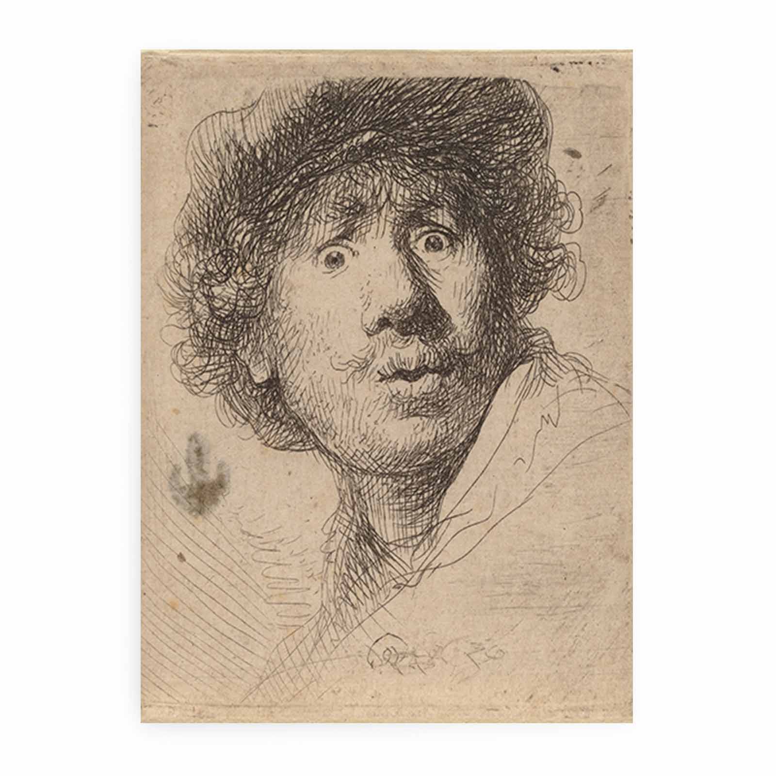 Self Portrait with a Cap, openmouthed Painting