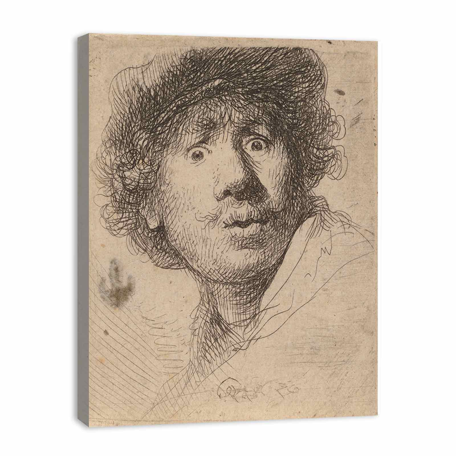 Self Portrait with a Cap, openmouthed Painting