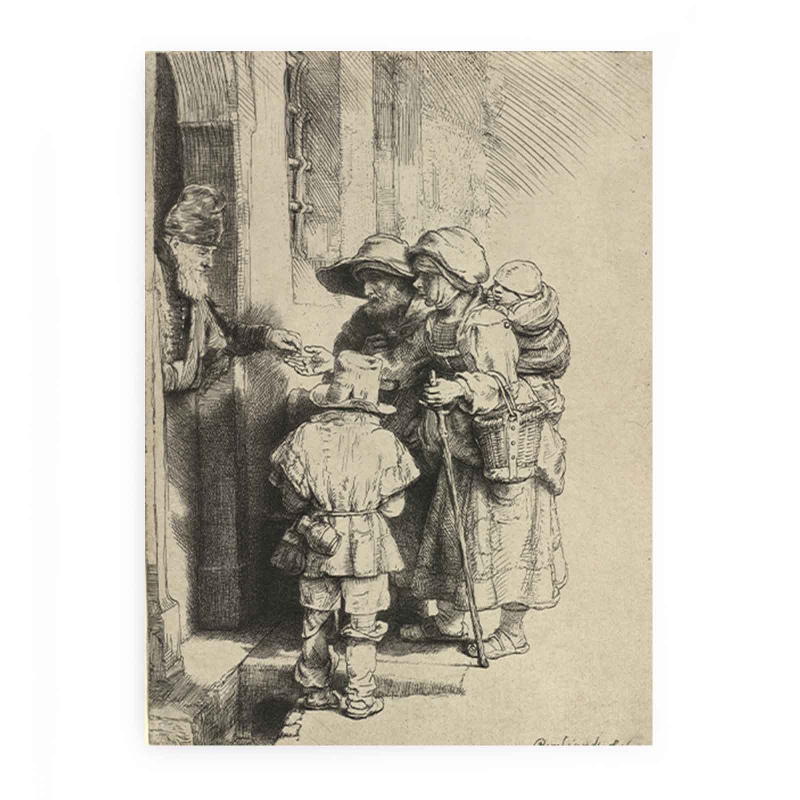 Beggars Receiving Alms at the Door of a House 1648 Painting