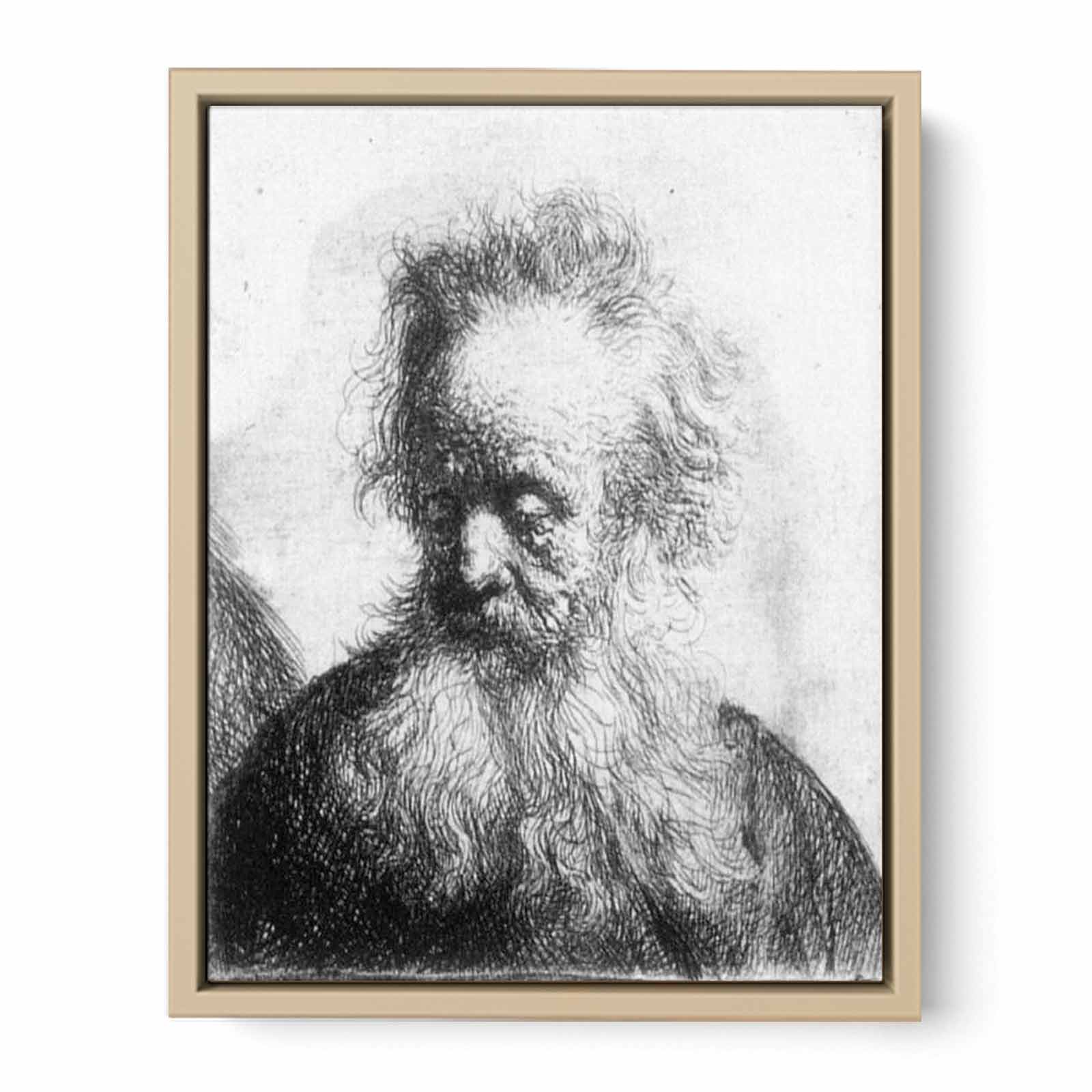 Old Man With Flowing Beard Looking Down Left 1631 Painting