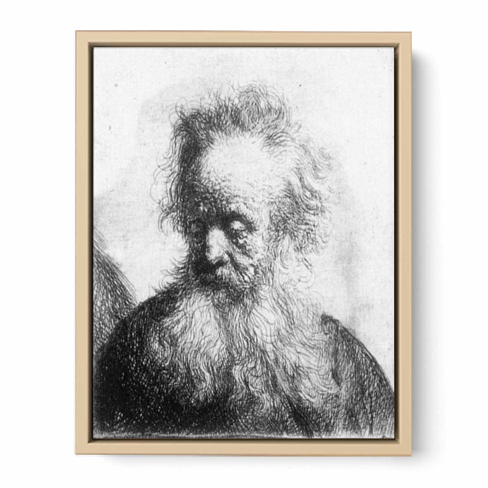 Old Man With Flowing Beard Looking Down Left 1631 Painting
