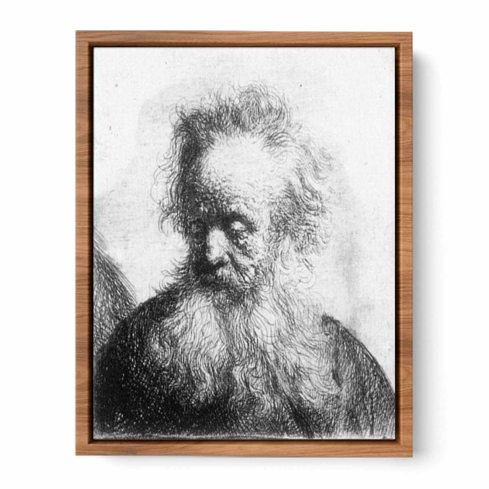 Old Man With Flowing Beard Looking Down Left 1631 Painting