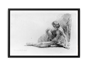Nude Man Seated on the Ground with One Leg Extended Painting