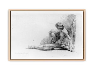 Nude Man Seated on the Ground with One Leg Extended Painting