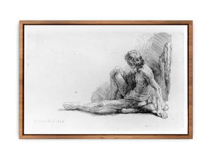 Nude Man Seated on the Ground with One Leg Extended Painting