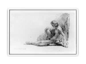 Nude Man Seated on the Ground with One Leg Extended Painting