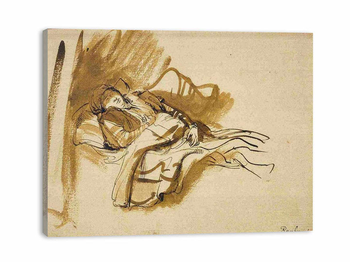 Saskia Asleep In Bed
 Painting