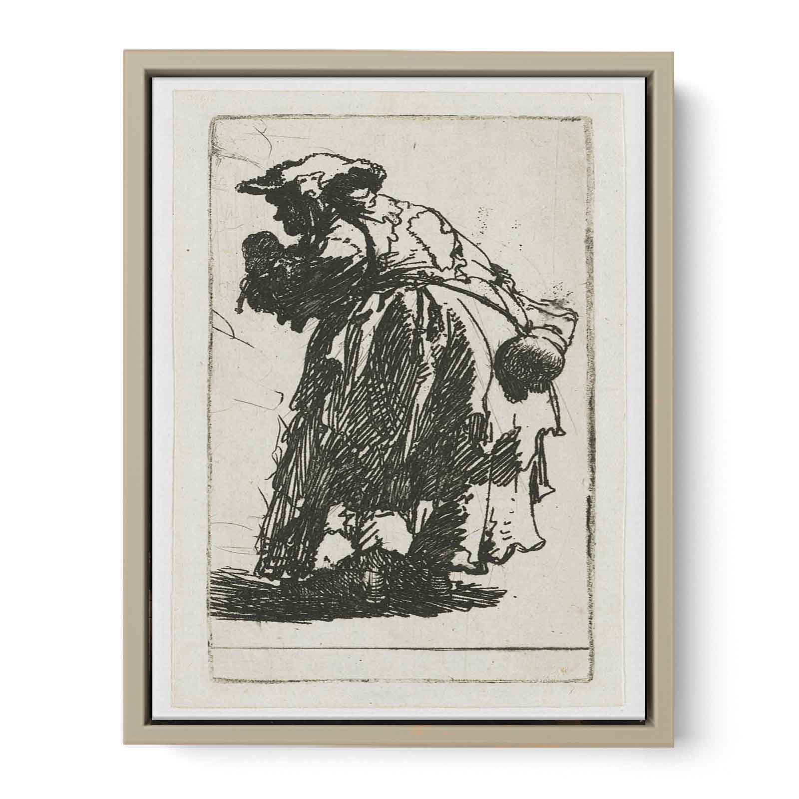 Old Beggar Woman With A Gourd 1630 Painting