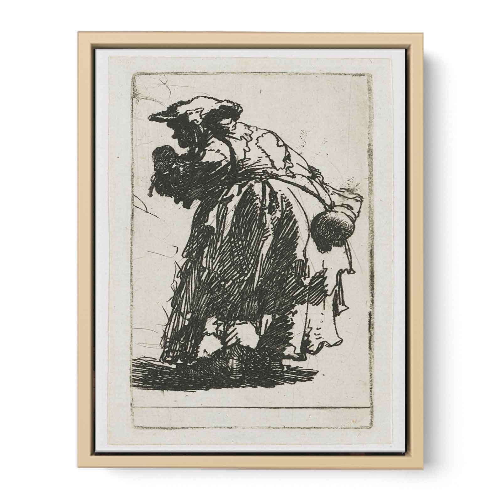 Old Beggar Woman With A Gourd 1630 Painting