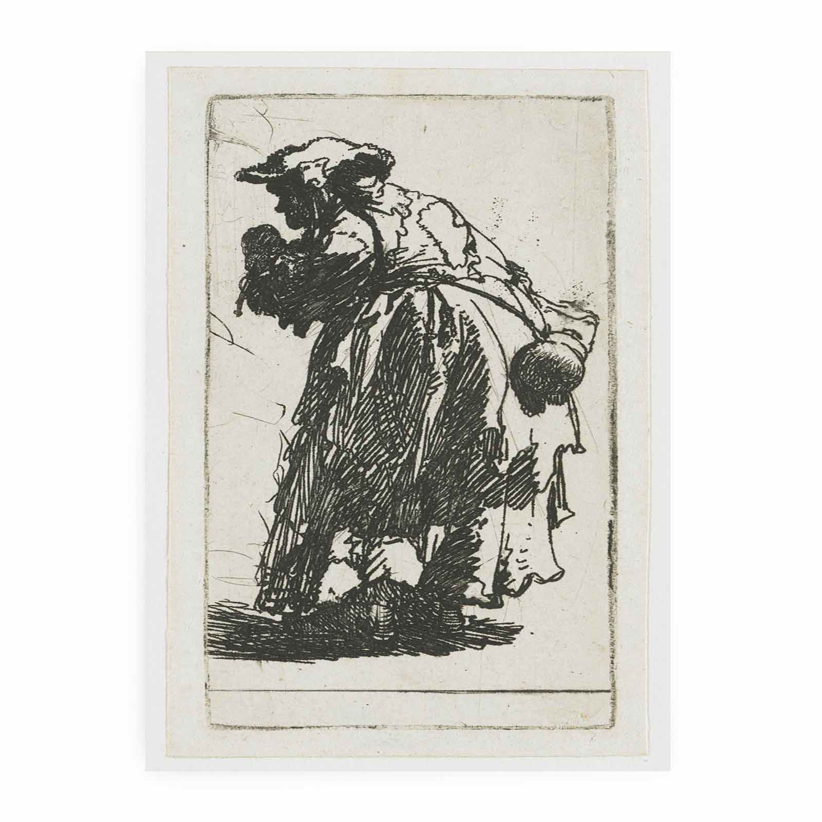 Old Beggar Woman With A Gourd 1630 Painting