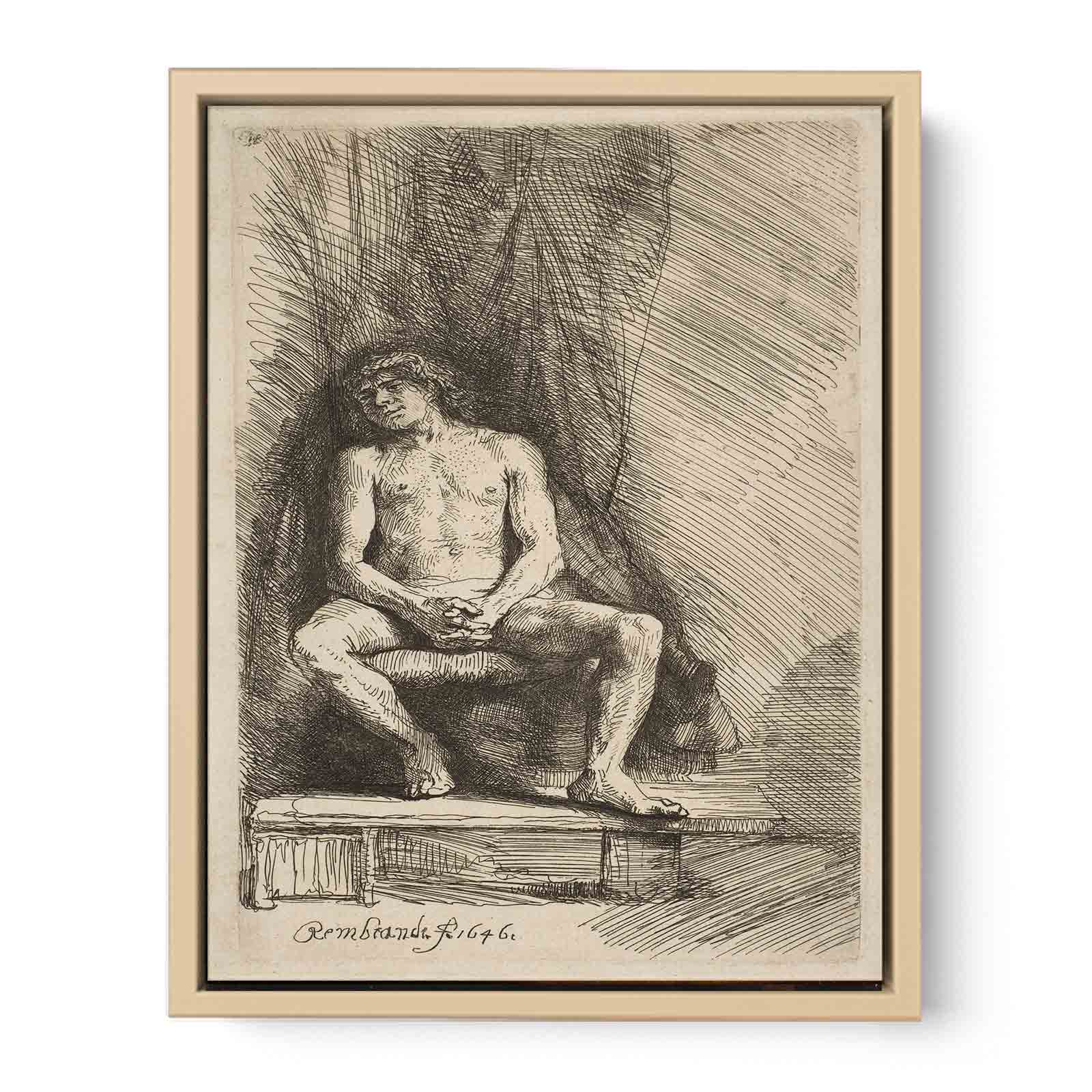 Study from the Nude Man Seated before a Curtain Painting