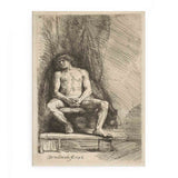 Study from the Nude Man Seated before a Curtain Painting artwork preview