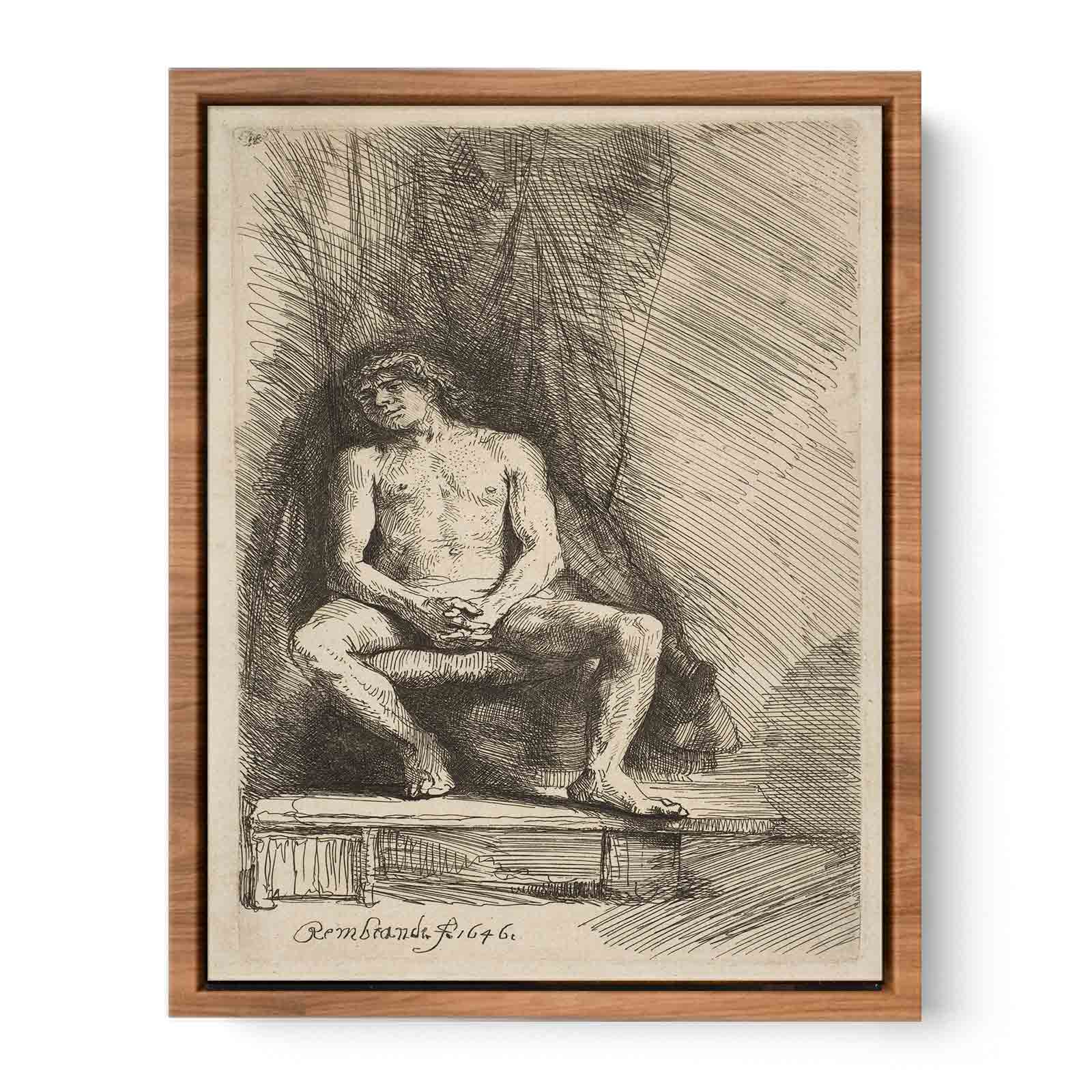 Study from the Nude Man Seated before a Curtain Painting