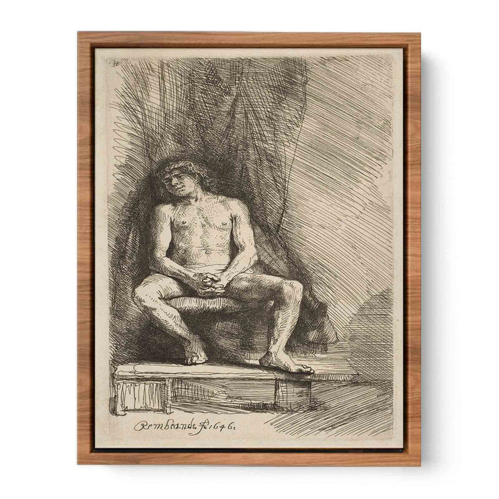 Study from the Nude Man Seated before a Curtain Painting