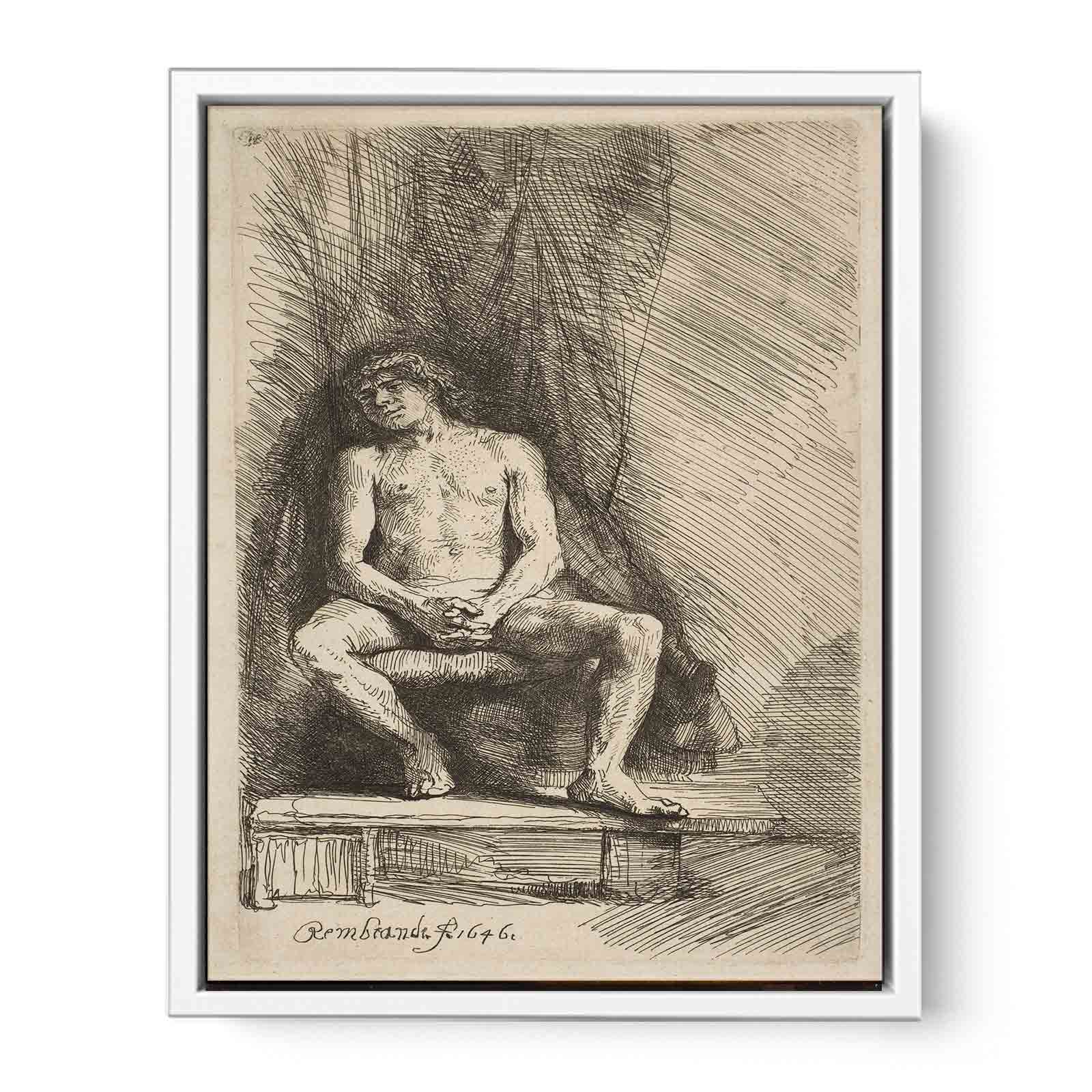 Study from the Nude Man Seated before a Curtain Painting