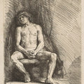Study from the Nude Man Seated before a Curtain 