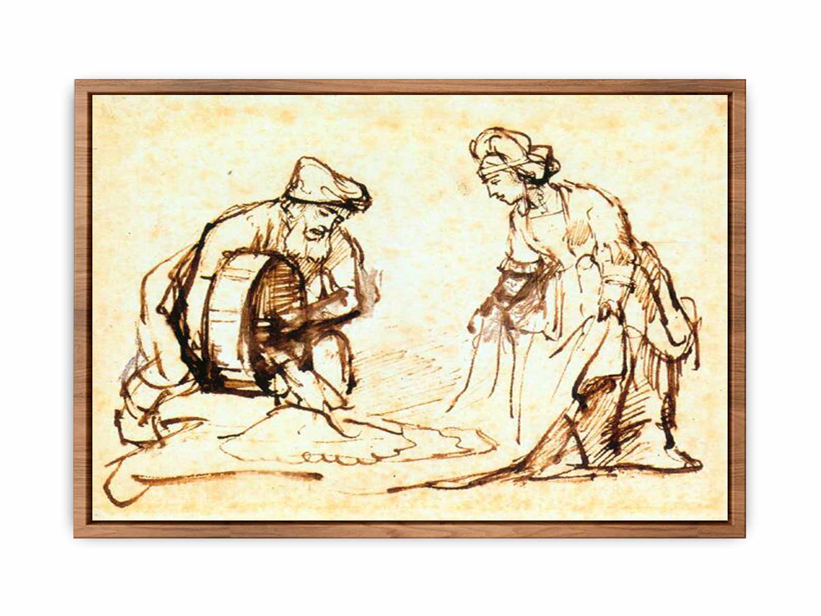 Boaz Casting Barley into Ruth's Veil c. 1645 Painting