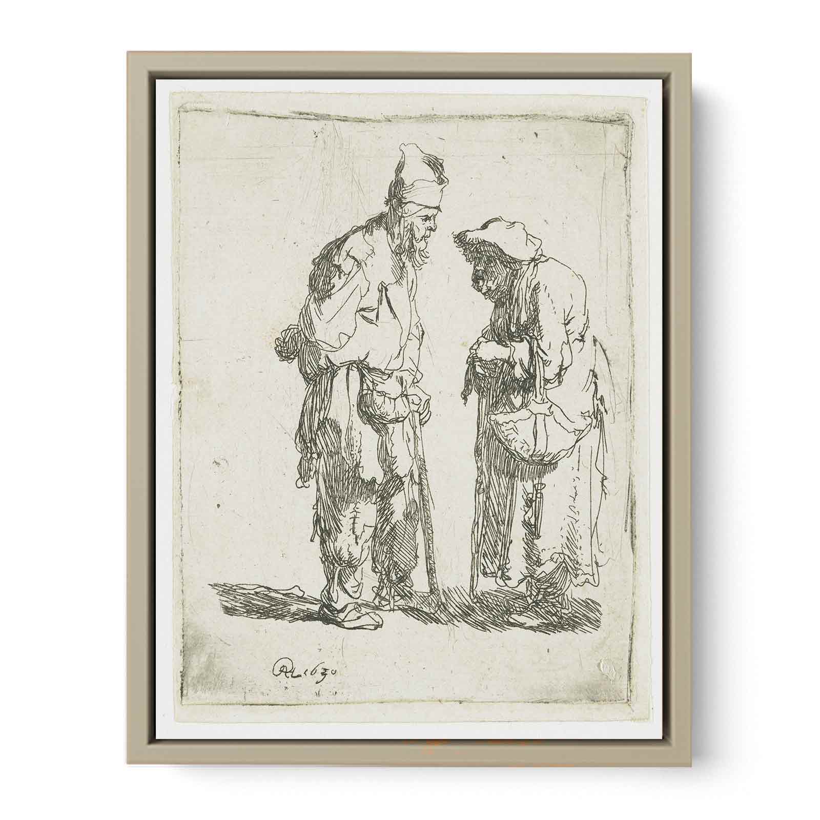 A beggar Man and beggar Woman conversing Painting