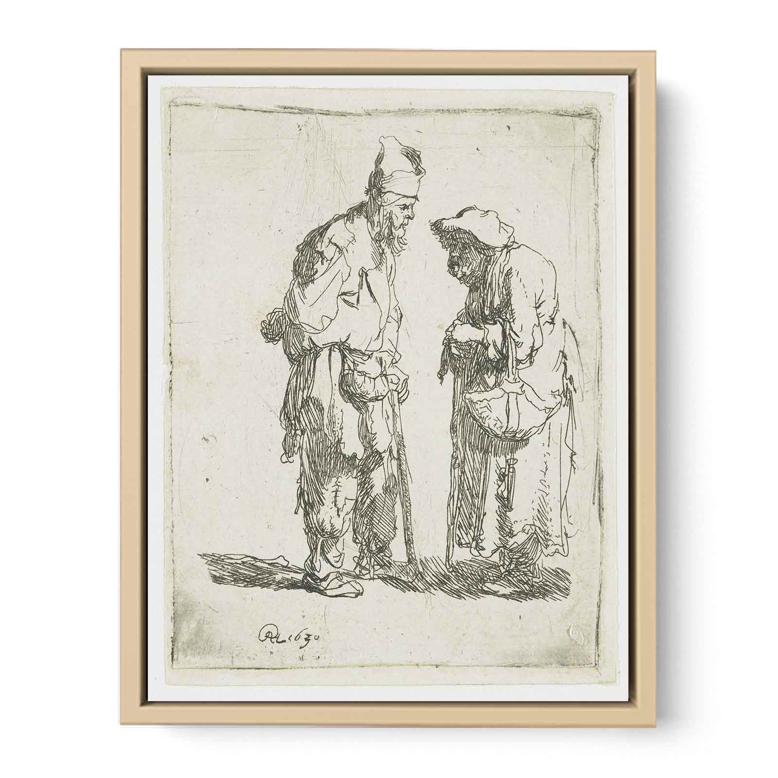 A beggar Man and beggar Woman conversing Painting