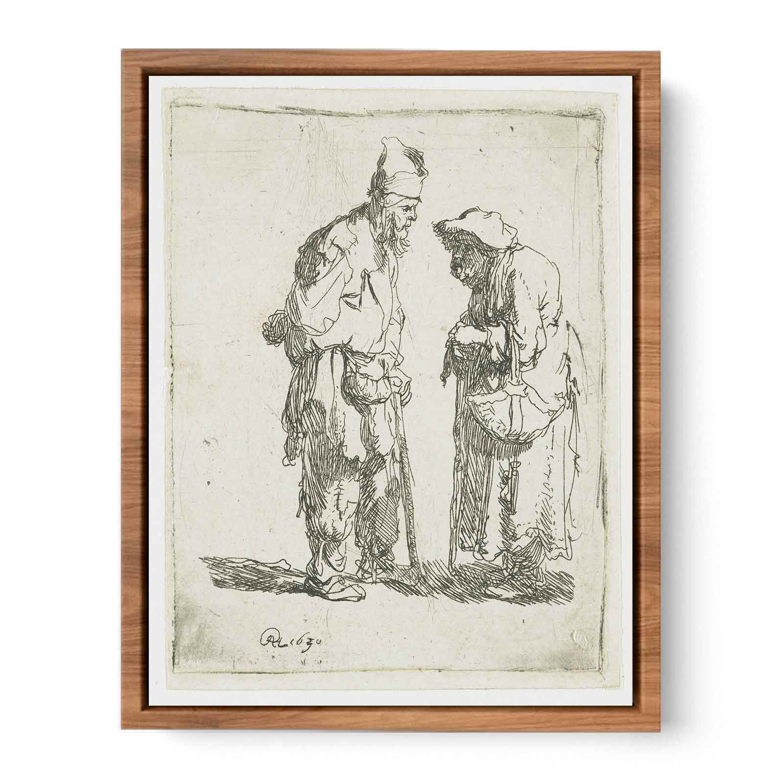 A beggar Man and beggar Woman conversing Painting