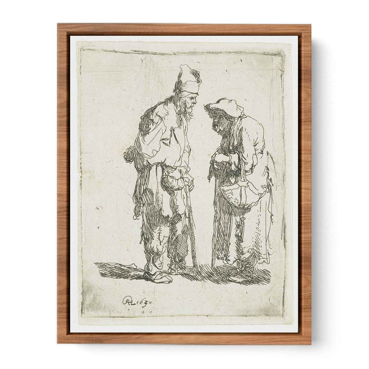 A beggar Man and beggar Woman conversing Painting