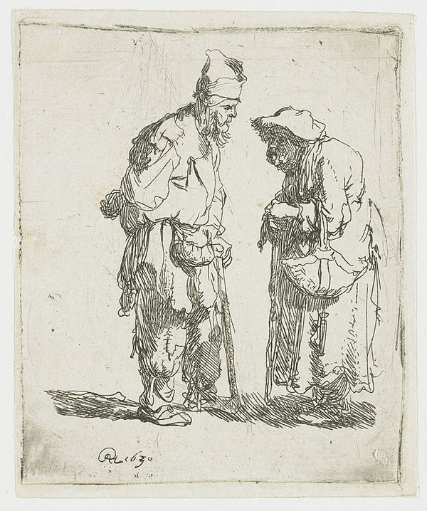 A beggar Man and beggar Woman conversing 