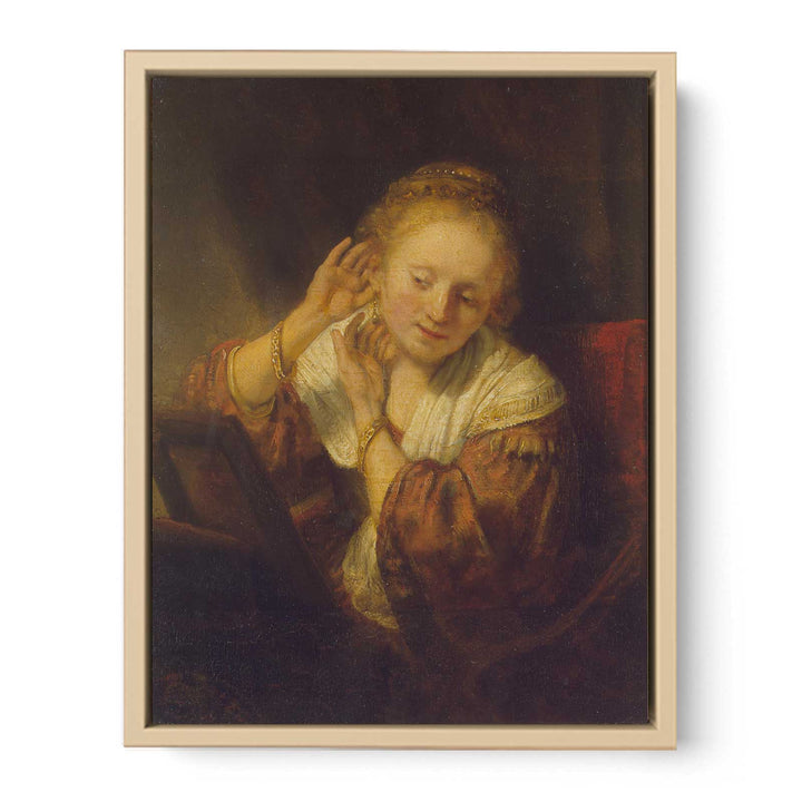 A Young Woman Trying on Earings Painting