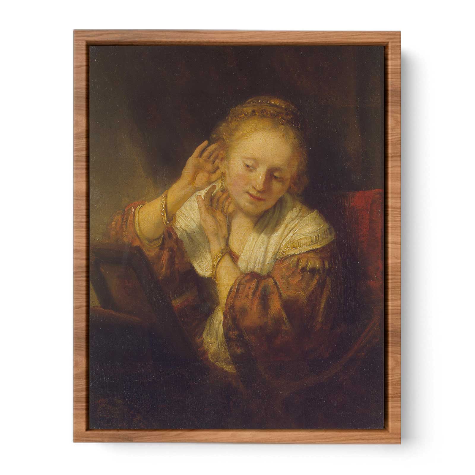 A Young Woman Trying on Earings Painting