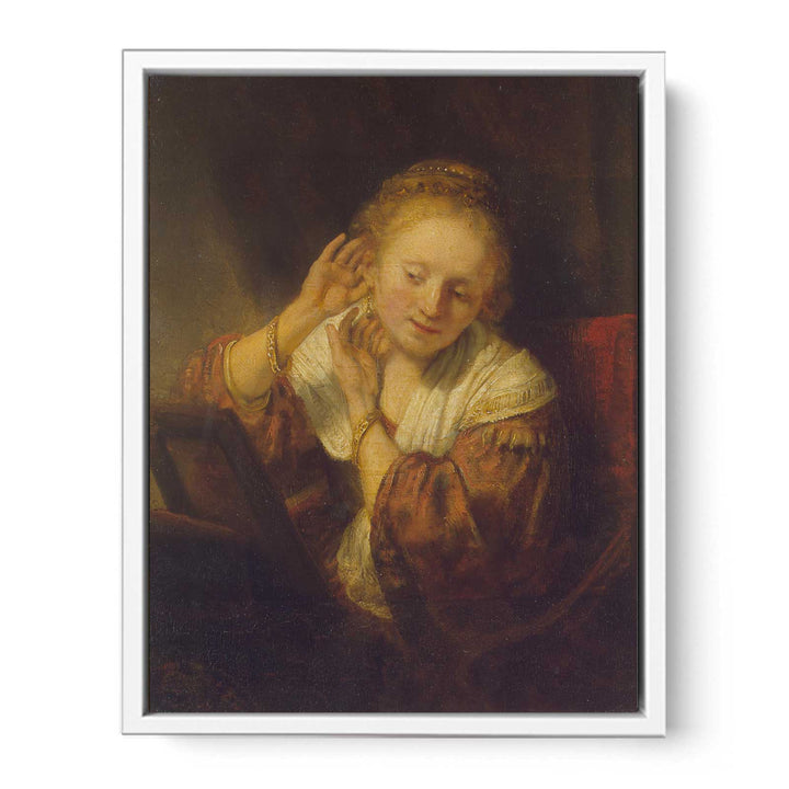 A Young Woman Trying on Earings Painting