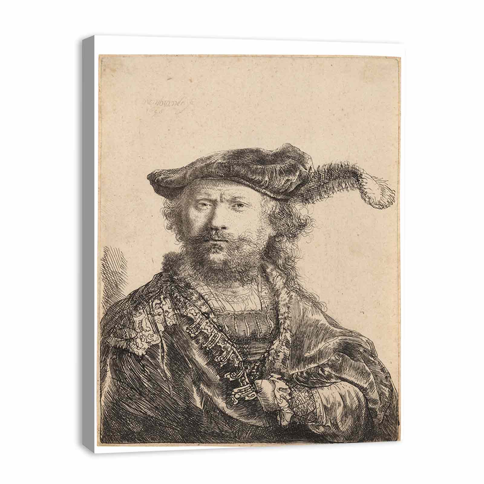 Rembrandt in Velvet Cap and Plume Painting