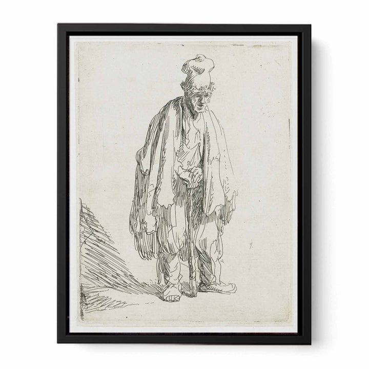 A Beggar in a high Cap, standing and leaning on a Stick Painting