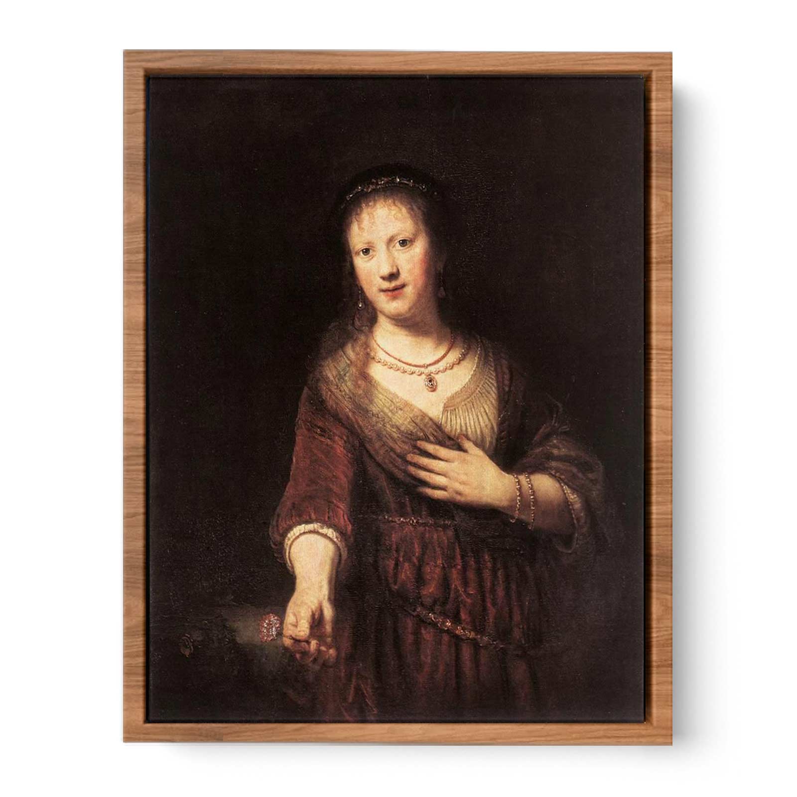 Portrait of Saskia with a Flower 1641 Painting