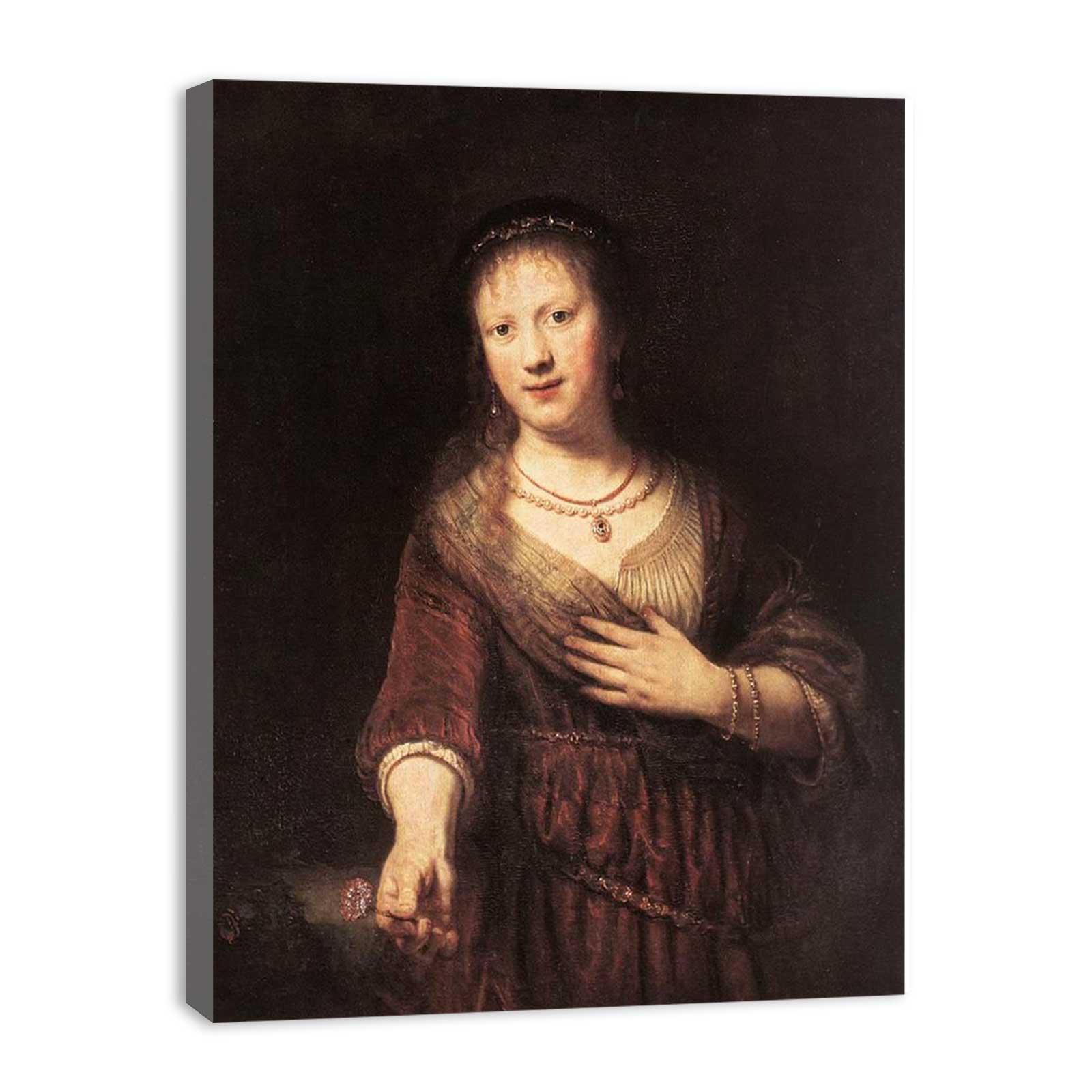 Portrait of Saskia with a Flower 1641 Painting