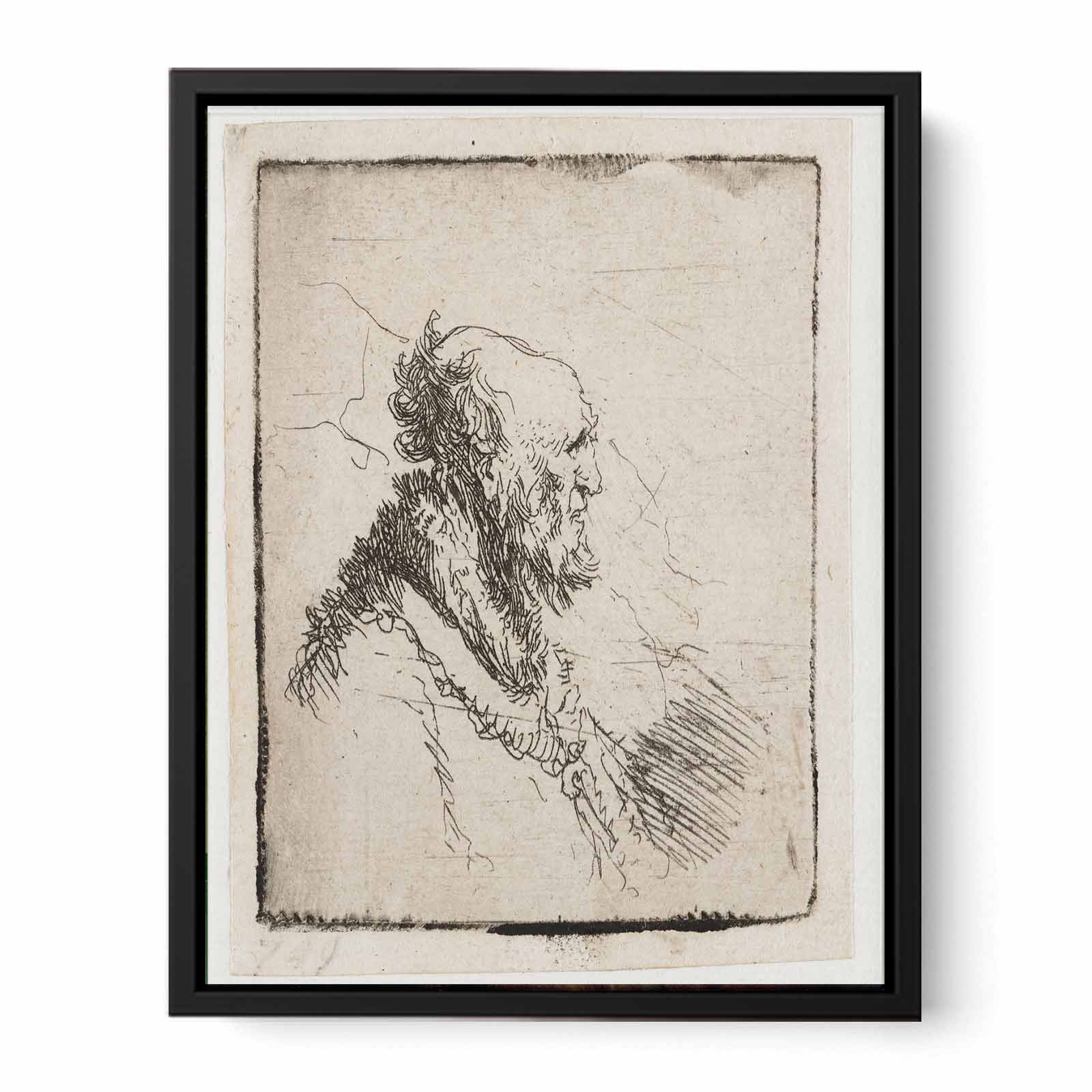 A bald old Man with a short Beard, in Profile Right Painting