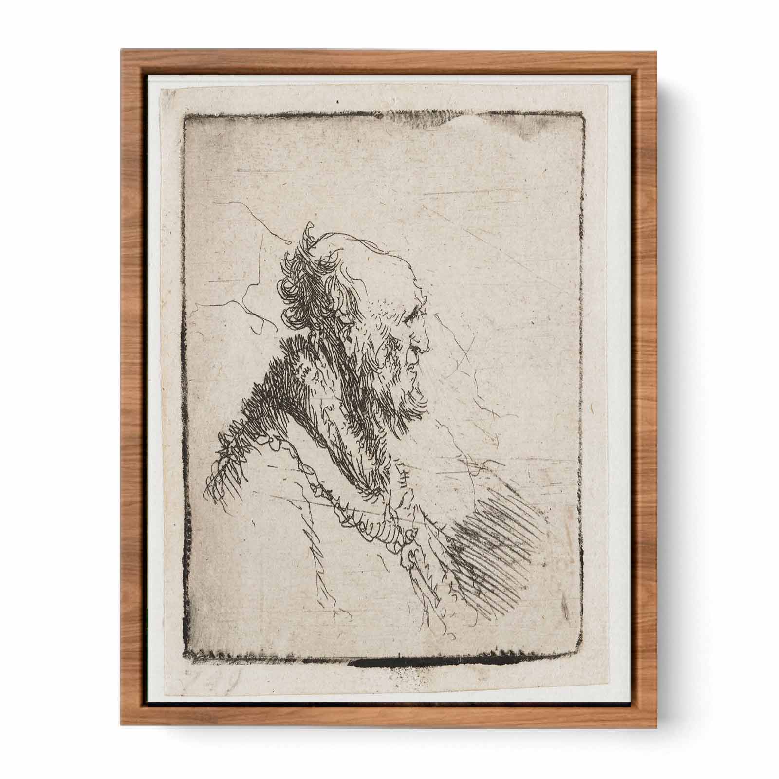 A bald old Man with a short Beard, in Profile Right Painting